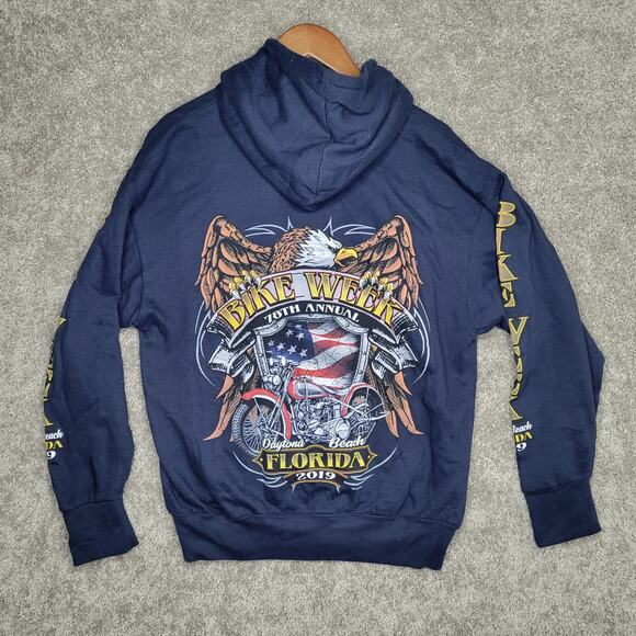 Bike Week 76th Annual Daytona Beach Black Hoodie 2019 Mens Size Medium - Picture 5 of 6